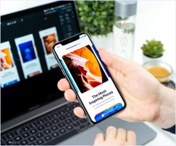 laptop with smartphone